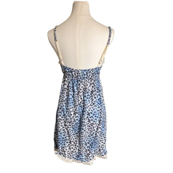 Victoria's Secret Blue Leopard Cotton Babydoll Nightie Slip Dress S Small - Picture 3 of 9